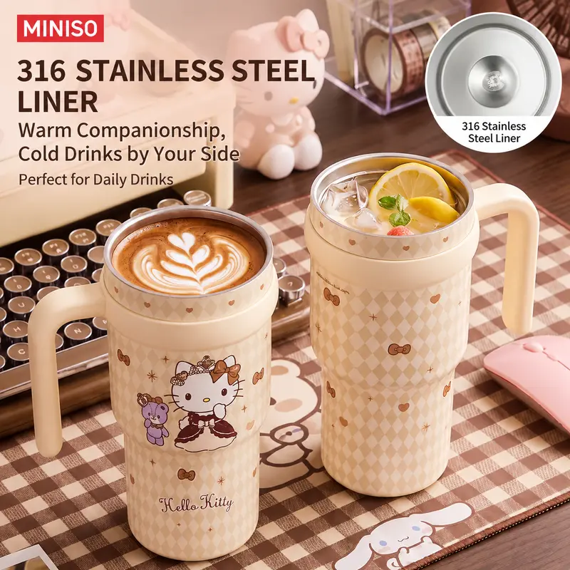 MINISO SR Large-Capacity Cartoon Vacuum Insulated Water Bottle