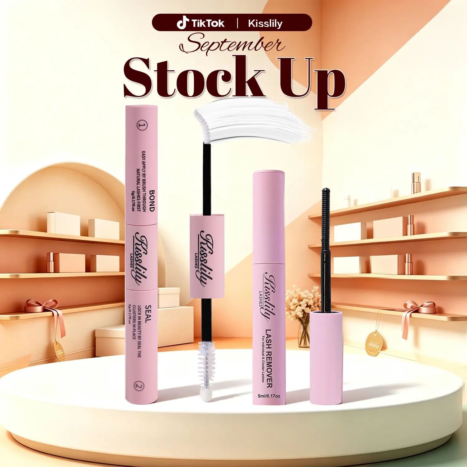 Bond &Seal | Kisslily Lashes 2IN1 Bond &Seal Waterproof Glue For Lashes Cluster Strong Hold For Beginner Friend Makeup Glue & Remover #tiktokshopstockup