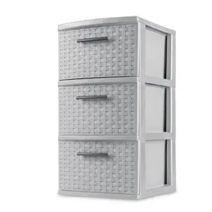 3 Drawer Weave Tower Plastic, Cement