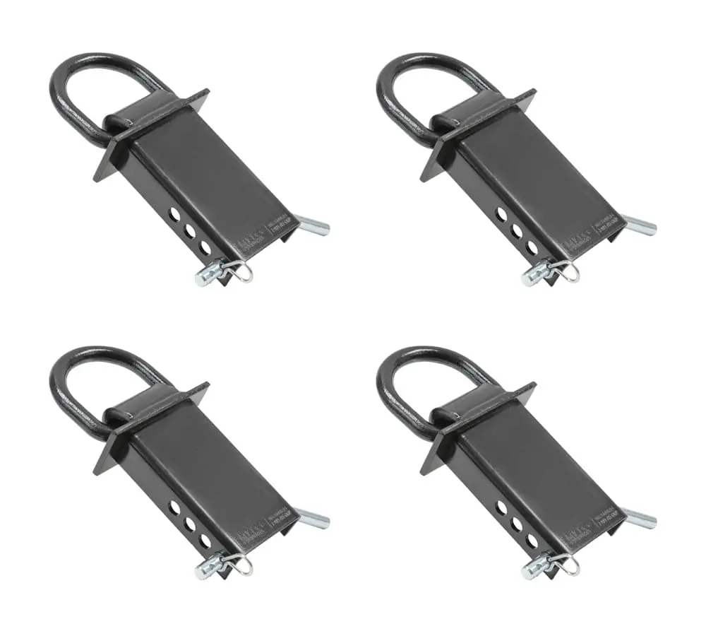 4 Pack 5/8 Inch Stake Pocket D Rings, 18000 lbs | Heavy Duty Adjustable Trailer Stake Pocket Tie Down Utility for Flatbed Trucks & Trailer w/ Hitch Pin,  4 Holes for Adjustment