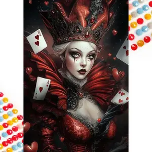 5D DIY Full Drill Round Diamond Painting - Diamond Painting Kit Red Queen Mosaic Canvas DIY Wall Art, Home Wall Decoration