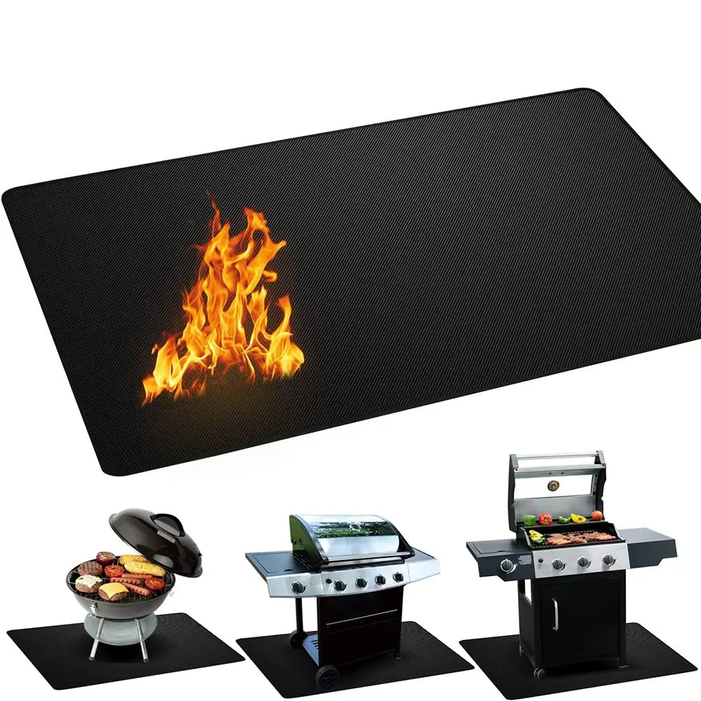 165cm*99cm BBQ Grill Pad, Heat Resistant Fireproof Mat, Outdoor Deck Patio Lawn Rug, Flame Retardant BBQ Pad, Multiple Sizes Available, Barbecue Accessories, Grill Accessories For Outdoor Grill