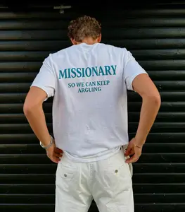 Funny Streetwear Graphic Tee – “MISSIONARY SO WE CAN KEEP ARGUING” Statement Shirt for Men & Women, Gift for Her and Him, Vibes