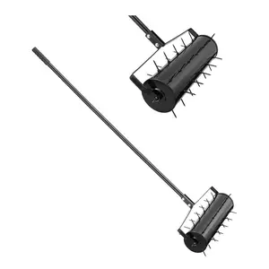 VEVOR Rolling Lawn Aerator, 21-inch Heavy-Duty Manual Rolling Aerator Lawn with Detachable Handle and 33 Iron Spikes, Rolling Lawn Aeration Tool for Garden Patio Yard Compacted Soils and Lawns, BlackVEVOR Super Brand Day