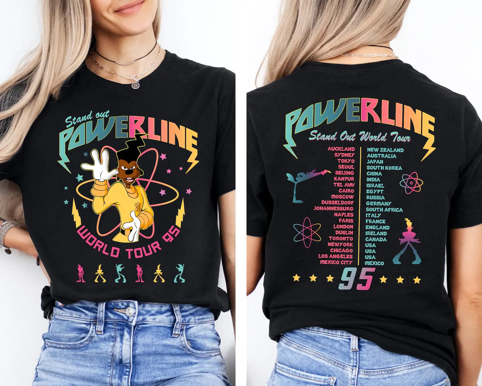 Comfort Color Two Sided Powerline Retro 90s Movie T-Shirt, Roxanne Powerline Shirt, WorldTour t-shirt, Birthday Gift