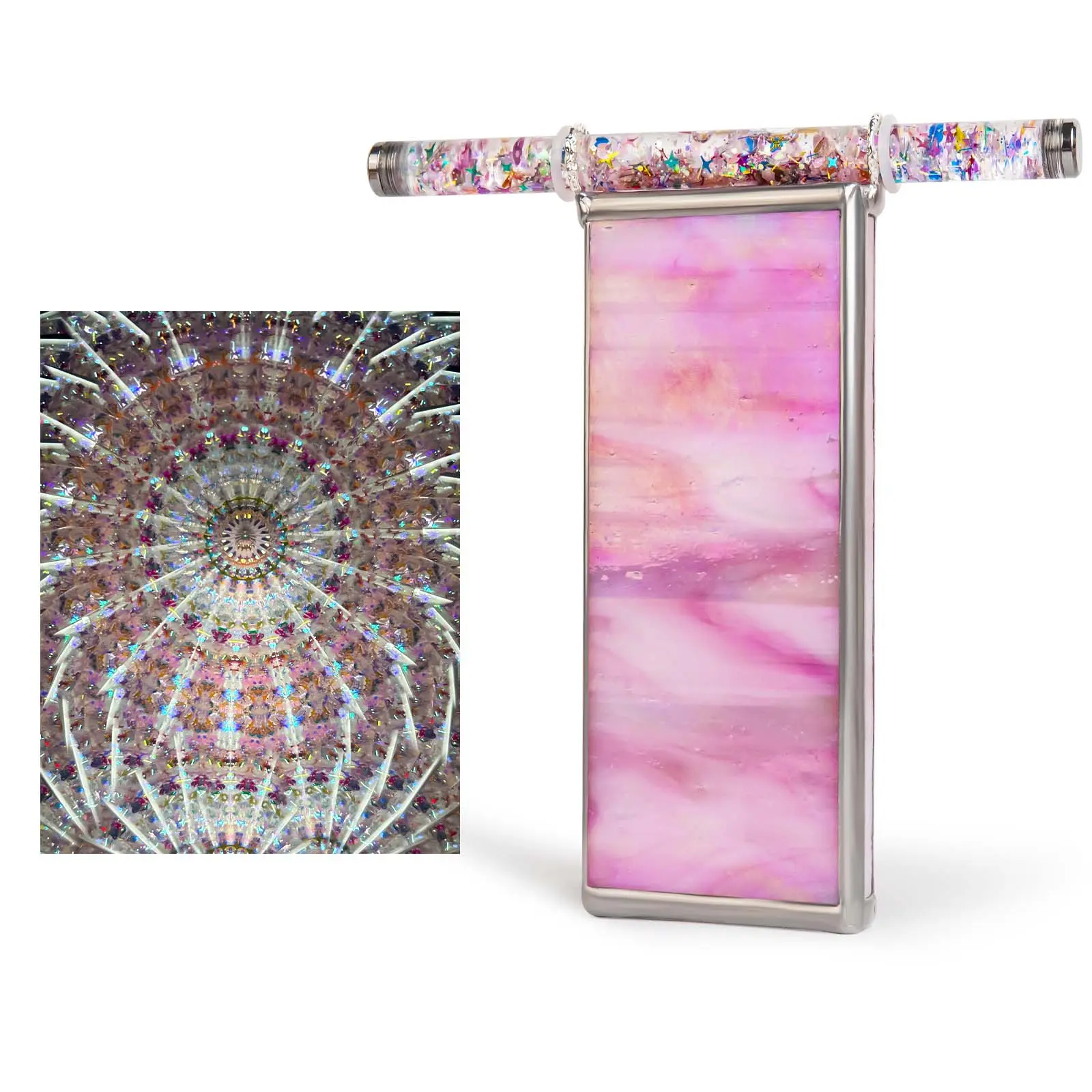 Morlenscope Glitter Wand Kaleidoscope for Adults - with 2 Pieces 6" Glitter Wand,Handmade Tiffany Stained Glass Kaleidoscope,Classy Gift Box,Special Birthday Gift,Anniversary Wedding Gift