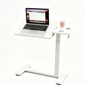 Mobile Standing Desk with Wheels & Tiltable Tray – Adjustable Height Bedside Laptop Table for Home Office, Side Computer Workstation