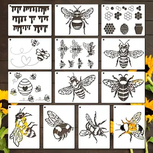 13 count Bee Stencil,  Stencils for Painting, Honeycomb Stencil for DIY Crafts, Honeycomb Stencils for Painting on , Fabric(5.6 x 4.1 inch)