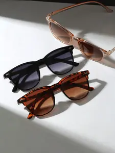 3Pcs Unisex Square Decor Sunglasses, Assorted Gradient Lens Fashion Shades, Versatile Eyewear for Kids & Adults