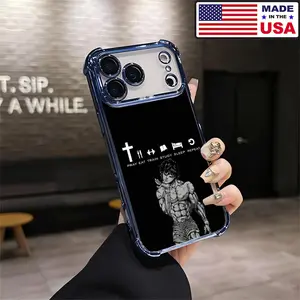 Baki Hanma Pray Eat Train Anime Gym Motivational Aesthetic Design Pattern Casing For iPhone 17 16 15 14 13 12 Samsung 22 23 24 25 Plus Pro Max Ultra Soft Silicon TPU Shockproof Protector Vintage Unique Fashion Mobile Phone Case