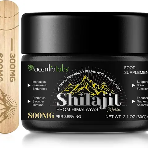Acentiallabs Organic Pure Himalayan Shilajit Resin Paste Gel 60g - Natural, Edible Dietary Supplement, 85+ Trace Minerals, Fulvic Acid for Energy Boost, Fitness Support, 24 Months Shelf Life, Prop 65 Safe (Adults)