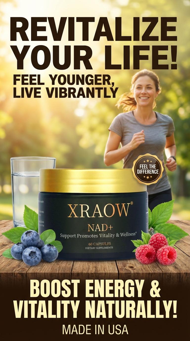 XRAOW NAD Supplement with Resveratrol NMN Alternative 30-Day Supply Advanced NAD+ Resveratrol Third-Party Tested for Quality and Safety - Vitamin, Healthcare