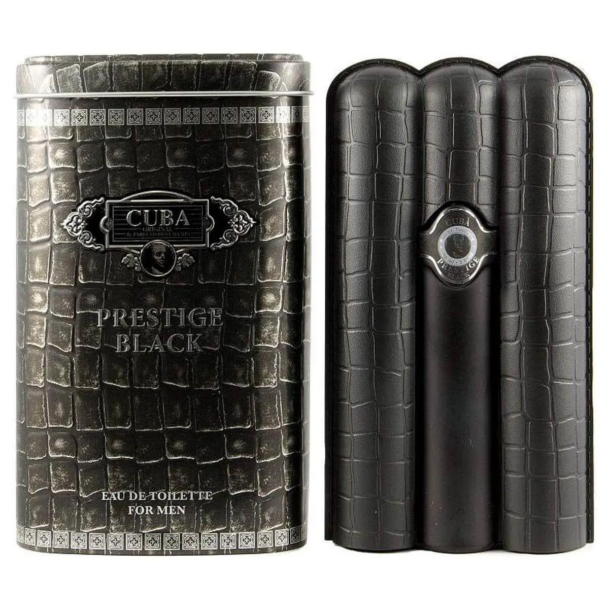 Cuba Prestige Black Men's EDT Fragrance - 3 fl oz Long-Lasting Spicy Woody Alcohol-Based Bottled Cologne, Fresh Energizing Jasmine Scent, New In Can, Fragrances, Men's Fragrance