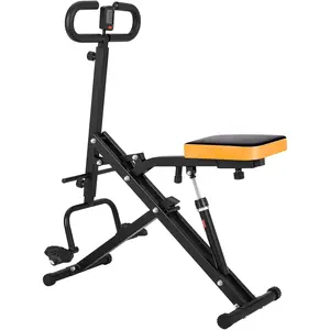 Squat Machine, Squat Assist Trainer with Adjustable12 Level Resistance, Foldable Squat Ride Rowing Machine for Home, Full Body Workout Gym for Glutes Legs Workout, 350 LBS Capacity