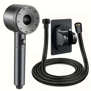 Handheld Shower Head Set with Booster Spray, Fixed Rotating Holder, 1.5m Hose, 3-Piece Bathroom Shower Kit for Home Use, Shower Head Ensemble