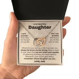 To My Daughter Necklace with Message Card, Meaningful Gift from Dad, Anniversary Necklace, Gift for Daughters, Teenagers, Girls, Birthday Christmas Present