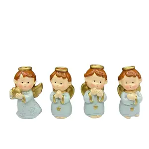 Creative Bedroom Decor, Office Desk Ornament, Cartoon Style Angel Sculpture, Indoor Outdoor Garden Decoration, Valentine's Day Gift Set of Four