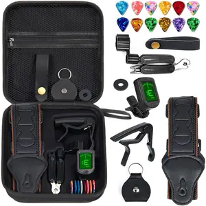 Guitar Accessories Kit:Strap,Capo,Picks,GuitaTuner,guitar string winders, Guitar Gifts for Men, Beginners