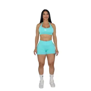 Brielle Booty Lifting Shorts & Sport Bra Set - Turquoise Green