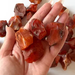 3 Pieces Raw Rough Red Carnelian Chunks Healing Mineral Rocks Specimens Gifts, 3-5cm size