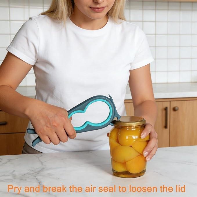Jar Opener Bottle Can Opener Easy Lid Removal Weak Hands Seniors Low Strength Blue Grey
