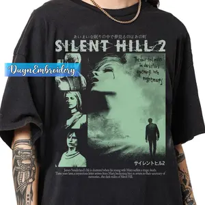 Unisex Silent Hill T-Shirt, 90s James Sunderland Graphic Print, 100% Cotton Short-Sleeve Streetwear Top, Shortsleeve