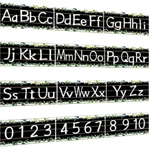 12 count Alphabet Bulletin Board Strips Set, Alphabet Line ABC Alphabet Banner Number Line Border Posters for   Classroom Playroom Bedroom Wall Decor