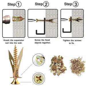 40/80/120 pcs Self-Drilling Drywall Anchors with Screws, 0.47x1.18 Inch Zinc Plated Steel Drywall Wall Anchors and Screws Kit Heavy Duty, Easy Application No Drill or Holes in Wall adjustable hook