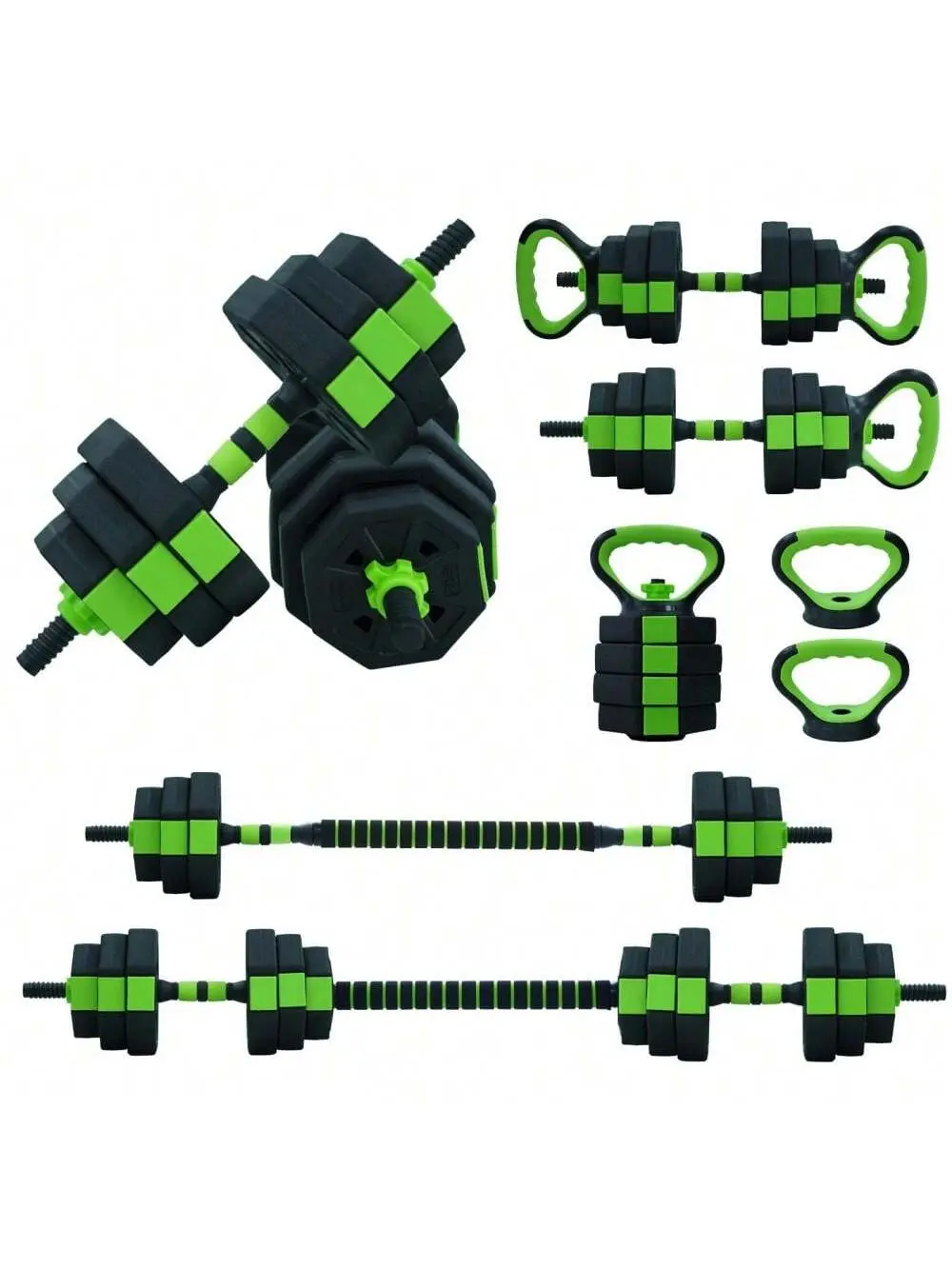 Gaomon 4-In-1 Adjustable Hex Dumbbells Set - 66Lbs Hex Shape Multi-Use Kit, PE Iron Sand Material, Anti-Slip Grip Enhances Friction, Connector, 2.5lbs Adjustability, Convertible to Barbell/Kettlebell/Push-Up Stand for Home Weight Training
