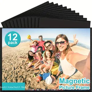 12 Pack Magnetic Picture Frame, Magnetic Frame with Black Border, 5x7 Magnetic Picture Frames Reusable, Magnetic Photo Frames Perfect Display Frame