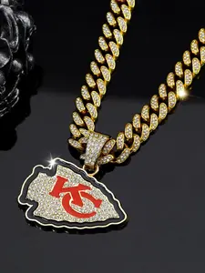 Unique Hip-hop Cuban Chain Accessory Fashionable Diamond-studded Oil-drip Christmas Tree Shield Pendant Cuban Link Chain