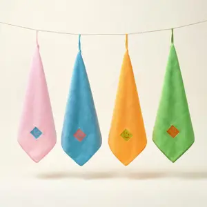 Colorful Microfiber Smiley Face Embroidered Handkerchief Set, Perfect for Home Decor, Everyday Gifts, Valentine's Day Present