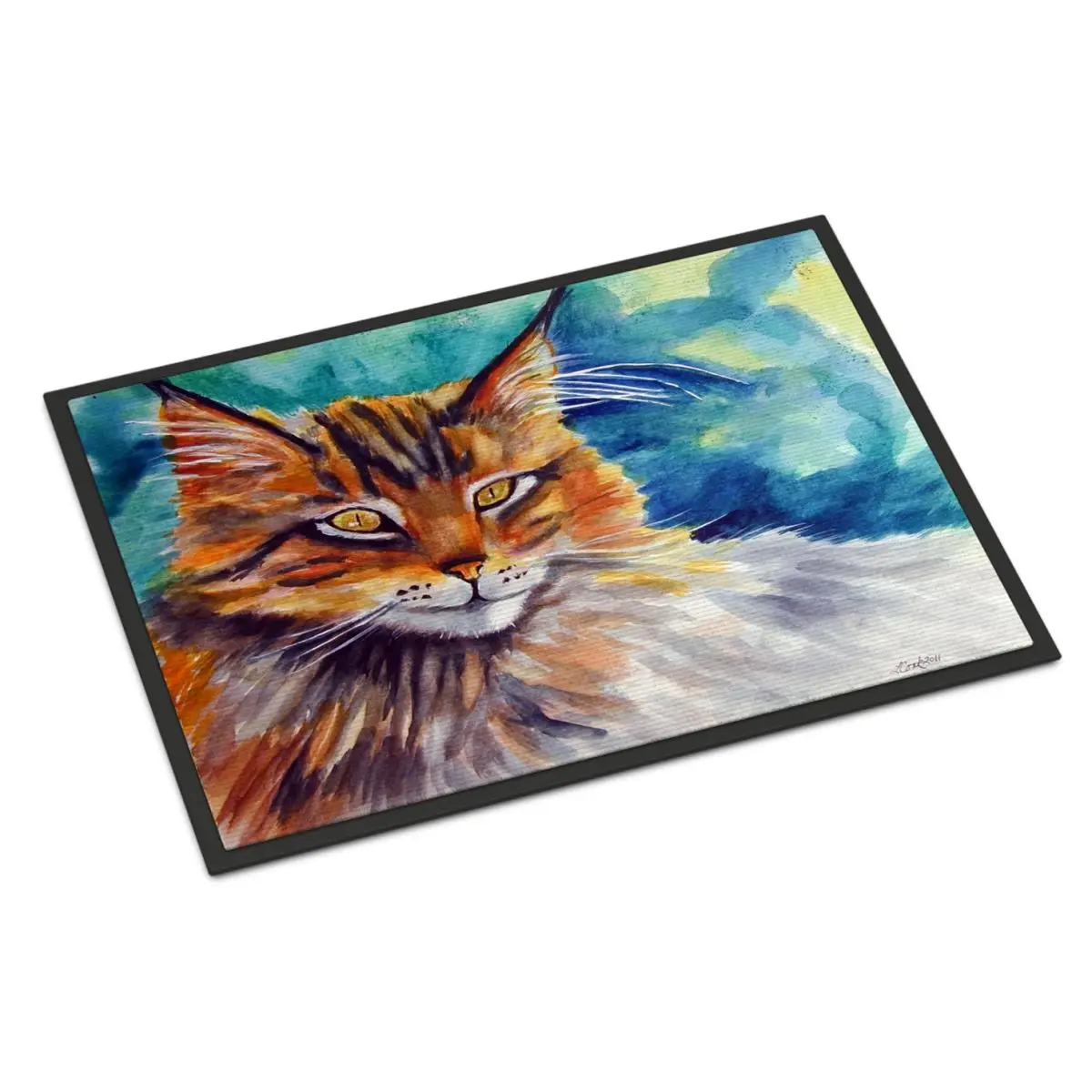 CAROLINE'S TREASURES Maine Coon Cat Watching You Felt Mat - 24x36 in., Fade-Proof, Indoor-Outdoor Bath Mat, Home Decorative Rugs, Home & Bathroom Supply