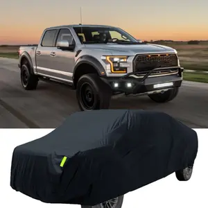 Full Pickup Truck Car Cover Outdoor Sun UV Rain Dust Protector Waterproof All Weather Black , Universal Fits for Ford F150 F250 F350 Chevrolet Silverado GMC Sierra 1500 2500 3500 Toyota Tacoma Toyota Tundra Ram 1500 2500