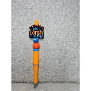 Best Bonus Dad Ever Beaded Pen – Orange & Blue