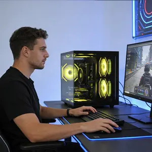 Suevery Prebuilt Gaming Desktop PC – AMD Ryzen R5-3500X 3.2GHz, 16GB DDR4 RAM, 512GB SSD, RX560 4G GPU, 7 RGB Fans, WiFi 6, HDMI/DP Ports, Gaming Tower for Esports & Casual Gaming
