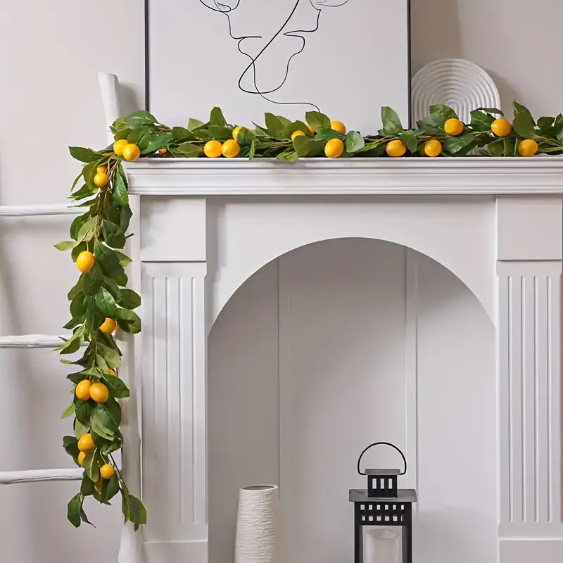One Item, Artificial Lemon Vine, for Party Garland, for Spring And Summer Decoration, Party Decorations, for Party Decor, Home Decor, Party Decor Supplies, Festive for Party Wreath, for Fireplace, Kitchen, Garden, Outdoor Decoration, Weddings, Easter