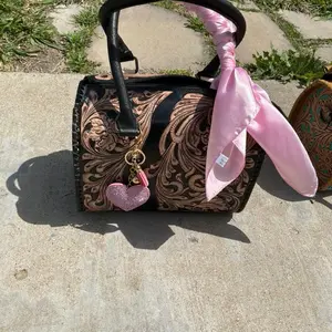 11 in Medium Leather Speedy Handbag with Pink Ribbon and Heart Charm