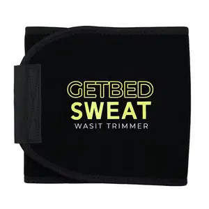 GETBED Classic Sweat Ab Trainer for Women & Men Adjustable Waist Trainer Belt in Black/Yellow for High Intensity Training & Gym Workouts, 2 Adjustable Size