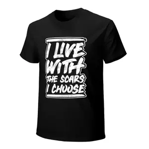 "Scars I Choose" Quote T-Shirt, 180g Heavyweight Black Tee, White Brushstroke Text Design, Edgy Resilience Streetwear, Unisex Fit Short Sleeve,flamingo merch,big deborah,elwood clothing,silverfish clothes,funny shirts,deo merch