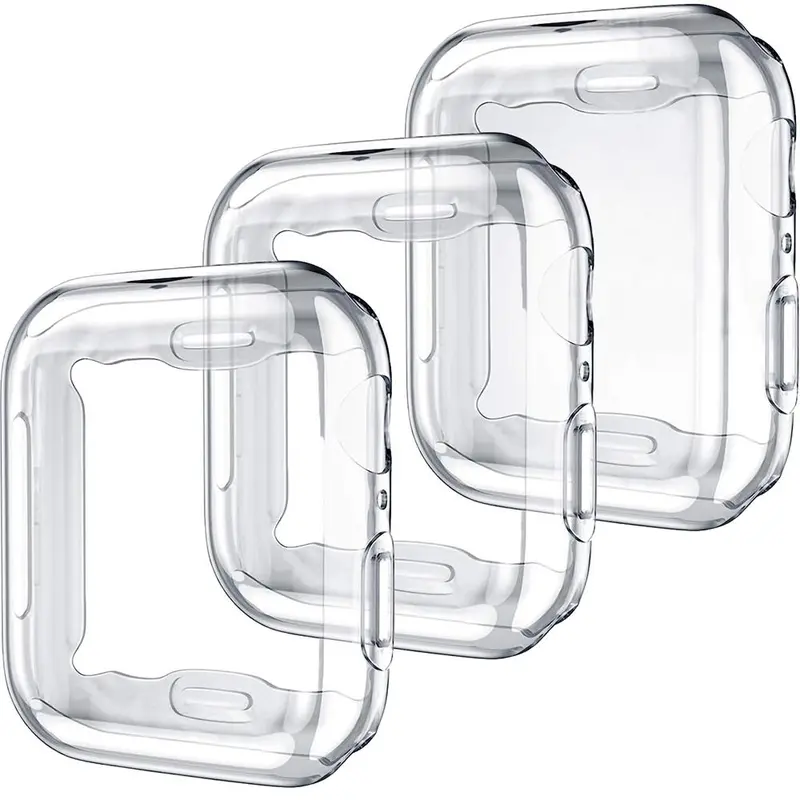 3pcs/set Men Women TPU Full Cover High Definition Ultra Thin Watch Case, Anti-drop Screen Protector Cover, For Apple Watch Case 40/41/42/44/45/46/49mm, For Apple Watch Series Ultra/SE/9/8/7/6/5/4,Intelligent Watch Case Accessories, Smartwatch Accessories