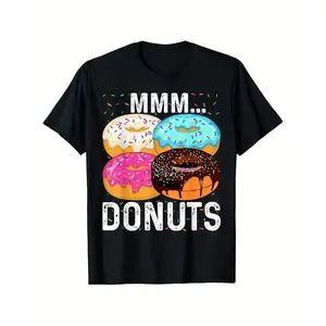 Donuts Donut Lover Funny T-Shirt KD10269456 - Heavyweight 100% Cotton Unisex Tee with Colorful Doughnut Squad Sprinkles & Iconic MMM DONUTS Print Size S-XXXL for Men Women Year-Round Casual Wear PLUS SIZE