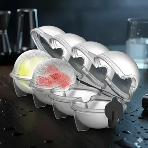 Whiskey Cocktail Ice Ball Maker: 4-Cavity Silicone Mold, Quick Release Non-Stick Sphere Ice Tray for Freezer, Perfect for Home Bar, Camping & Entertaining.