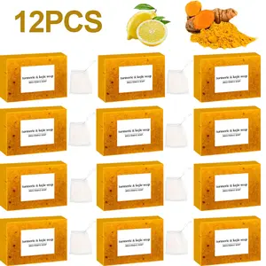 12-piece  set, adult and male turmeric handmade , moisturizing deep cleansing strips, suitable for all  types, cleansing, naturally with ginger and lemon fragrance, suitable for face, body, neck, armpits, bikini area cleansing