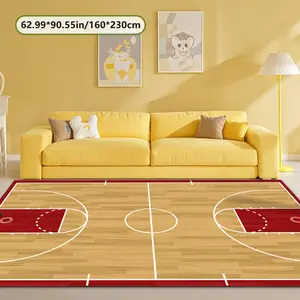 Velvet Basketball Court Print Rug, Modern Abstract Rug, Home Decor Carpet for Hallway Living Room Bedroom Door Mat, Indoor Outdoor Holiday Decoration