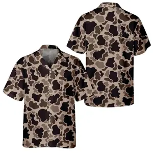 [Hot Summer 2026] - Men’s Abstract Camo Button Up Shirt, Short Sleeve Hawaiian Shirt, Casual Summer Beach Vacation Top
