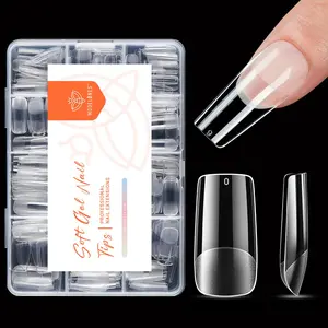 Medium Square Nail Tips, Pre-shaped Gel x Nail Tips Full Cover Fake Nails Acrylic Nail Tips Nail Extension Press on Nails Gel x Nail Kit 216PCS 12Sizes