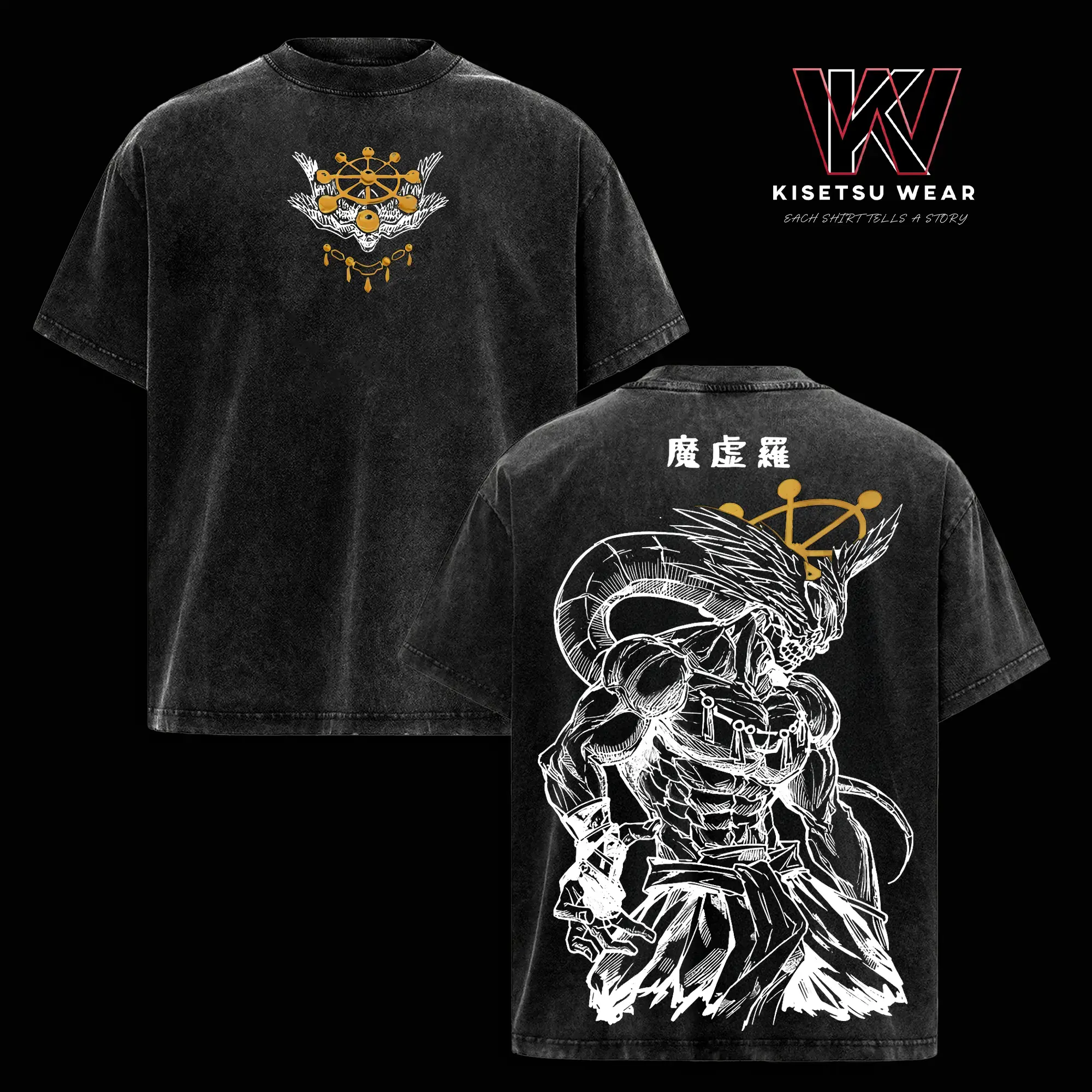 Mahoraga JJK Anime Graphic Tee, Vintage Washed Oversized Dark Anime Streetwear T-Shirt, Soft Cotton Unisex Apparel, Gift for Jujutsu Kaisen Fans