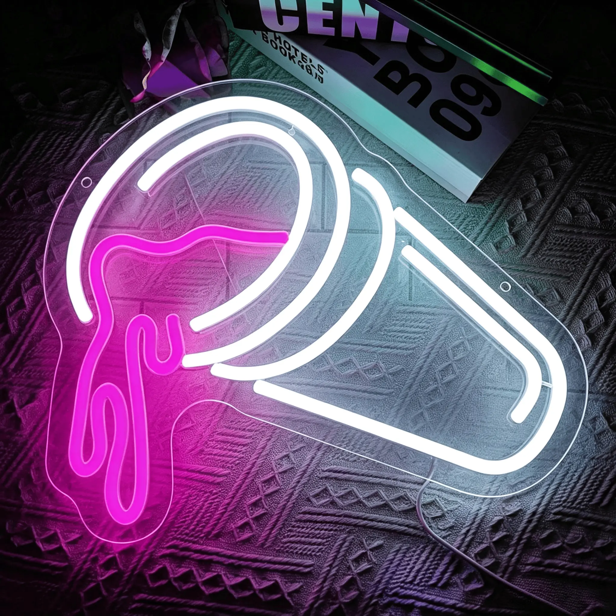 Melting Ice Cream LED Neon Sign, Cute Pink,White Dessert Neon Light for Wall Decor, USB Powered Ice Cream Neon Lamp for Cafe, Dessert Shop, Teen Girls Bedroom, Party, Sweet Aesthetic Decor Gift bar decorative ambiance lighting