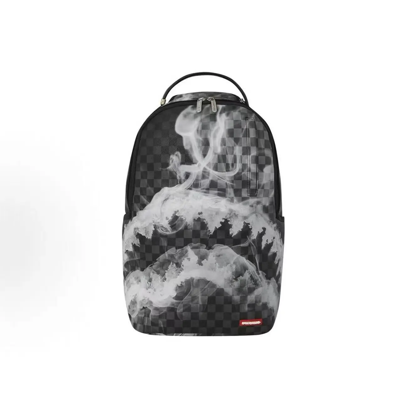 Sprayground Smoke & Clouds Checkerboard Backpack - Streetwear Inspired Unisex Gym Commuter School Bag, Spacious Stylish Urban Fashion Edge Daily Backpack, Unisex Appeal